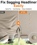 15 Pack Car Headliner Repair Kit With 42 Pcs Roof Liner Clips And Screws Sagging Headliner Fix No Fuss Do It Yourself Vehicle Interior Repair Accessories With Installation Tool before and after car roof liner repair