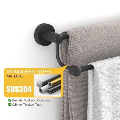 Adjustable 16 To 26 Inch Double Bath Towel Bar For Bathroom SUS304 Stainless Steel Towel Holder Hotel Style Wall Mount with towels