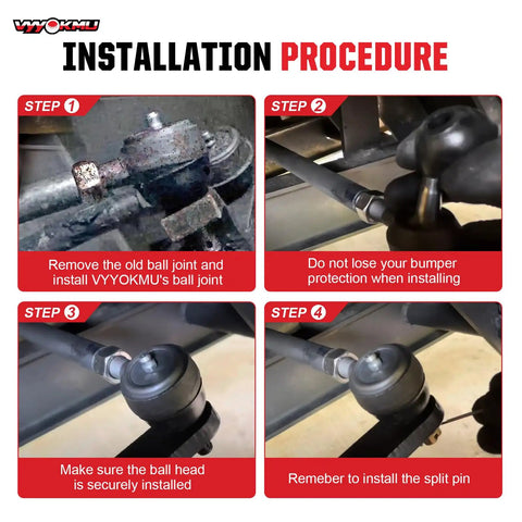 Installation steps for Club Car DS Tie Rod Ends Kit With Grease Fitting For 1976 Through 2008 Gas And Electric Golf Carts