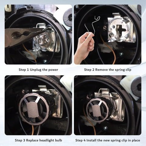 Universal Headlight Retaining Clip Set For H1 H3 H4 H7 Bulbs installation steps for secure attachment in car headlight