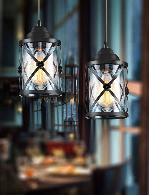 Black pendant lights for kitchen island with glass shades, adjustable hanging ceiling fixture, cool farmhouse style chandeliers