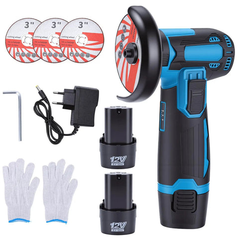 Cordless Angle Grinder Kit With Dual 12V Batteries 550W Power 19500 RPM Mini Electric Cutter For Metal And Wood Portable