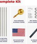 Defender Inground Flag Pole Kit Built Tough For Outdoors With Winds Up To 130 MPH dual flag pole holder ground sleeve hardware USA