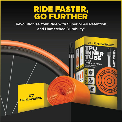 Ultra Lightweight TPU Inner Tube For Road And Gravel Bikes 700x18-32 With 65mm Presta Valve Fits 18C To 32C, rolled tube and packaging