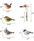 Set Of Four Metal Bird Cabinet Knobs With Colorful 3D Design Decorative Pull Handles For Doors Cabinets And Drawers Vintage Pewter Finish Delicate Yet Bold Home Decor, showing different bird shapes and sizes.