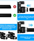 Diagram showing Three Pack One Quarter Inch Push To Connect Ball Valve Fittings For Pneumatic Air Lines No Fuss Quick Connects Durable Brass And Plastic Air Hose Fittings Pneumatic Ball Valves OD installation process.