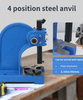 Beefy 1 Ton Manual Arbor Press For Riveting And Precision Hole Punching On A Heavy Duty Cast Iron Desktop Base With Stable Four Hole Mount And A Five And A Half Inch Maximum Height