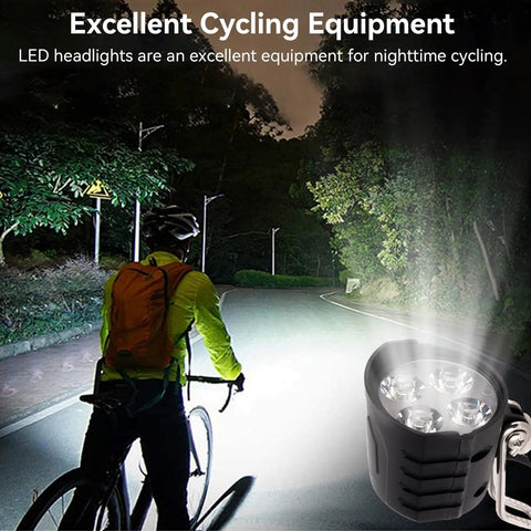 12W Ultra Bright Bike Front Light For Electric Bikes And Scooters With Fog Lights And Horn, Easy To Install, Fits 36V 48V 52V 60V Ebikes, Crazy Bright Night Riding LED Headlamp For Trails And Road