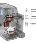 Premium Espresso Machine With Auto Milk Frother And 20 Bar Italian High Pressure Pump for Rich Crema during brewing process.
