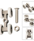 Heavy Duty 4 Wheel Stainless Steel Pocket Door Roller Set For Sliding Track Systems with smooth glide wheels