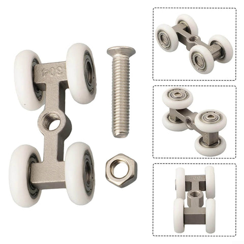 Heavy Duty 4 Wheel Stainless Steel Pocket Door Roller Set For Sliding Track Systems with smooth glide wheels