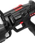 Close-up of Auto-Feed Handheld Drain Auger With 25 Ft Replaceable Cable, showing LED light and control handle