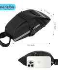 Ride Ready Under Seat Bike Saddle Bag Ultra Durable PU Diamond Grid Pouch dimensions with phone for scale