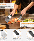 Chef using All In One Griddle Accessories Kit For Flat Top Grills 25 Piece Set BBQ Ready to flip vegetables with spatula