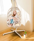 Heavy Duty Hanging Chair Stand With Iron Frame And Spring Hook For Indoor And Outdoor Use Supports Up To 330 Pounds Stable Base