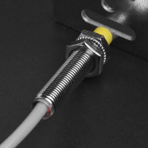 4mm Inductive Proximity Sensor Switch M8 Cylindrical Plug-and-Play Ready 10-30V DC Close-up View Installed