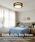 Ultra Bright 24W LED Ceiling Light Fixture 10 Inch Flush Mount For Bedroom showing modern design in a cozy bedroom setting.