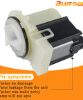 Hella Reliable Heavy Duty 280187 8181684 Washer Drain Pump Motor Direct Drop-In Replacement side view showing plastic housing and motor.