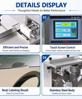 Gshshou Semi Automatic Right Angle Labeling Machine With Optical Sensor For Fast 90 Degree Corner Sealant Application High Speed 35 To 90 Pieces Per Minute Wraps Tightly Around Box Edges Without Wrinkles Or Bubbles Anti Tampering Seal Effortlessly touch screen control and efficient label application features.