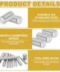 10mm X 20mm Stainless Steel Dowel Pins Set Of 6 For Shelves And Furniture Fixing, 304 stainless steel with rust-proof design.
