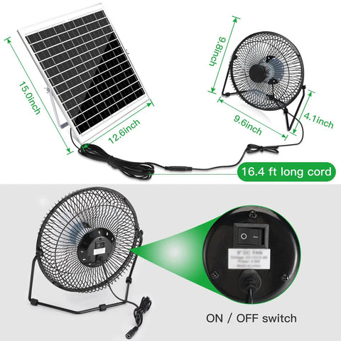 8 Inch Solar Fan For Outdoor Greenhouse And Coop High Velocity 2010 RPM 25W Solar Powered With 16 Ft Cord Keeps Plants Pets And Sheds Breezy In Direct Sun