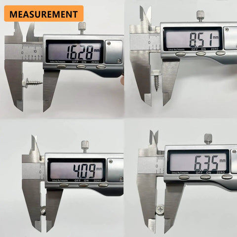 Measurement of Built Tough Self Tapping Gutter Screws with white hex heads and zinc plating, showing various dimensions.