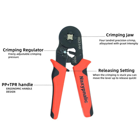 Wire Ferrule Crimping Tool Kit with self adjusting tool, ergonomic handle, and precision crimp jaw for AWG 23 to 7 projects.