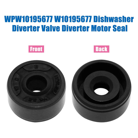 Front and back view of dishwasher diverter valve motor seal for Budget-Friendly Dishwasher Diverter Valve Replacement Kit.