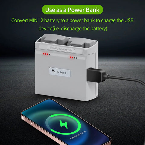 36W Multifunction Parallel Battery Charger For DJI Mini 4K, Mini 2, Mini 2 SE, And Mini SE Drone used as a power bank