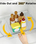 Rectangular Lazy Susan Organizer For Large Refrigerator With 360 Degree Turntable 16.54 Inch Rotation Shelf holding bottles