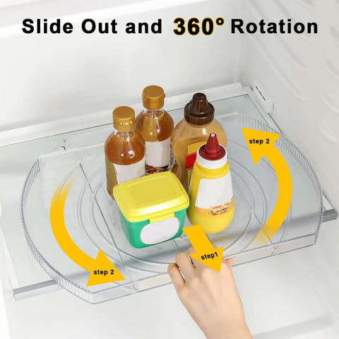 Rectangular Lazy Susan Organizer For Large Refrigerator With 360 Degree Turntable 16.54 Inch Rotation Shelf holding bottles