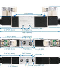 Diagram of Internally Piloted 4V230C 08 Pneumatic Solenoid Valve 5 Way 3 Position DC 12V Double Electrical Control with dimensions