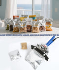 8 Inch Heat Sealer For Mylar And Kraft Paper Bags, sealing foil snack bags, heavy duty kitchen tool with packs in background