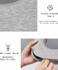 Hands showing hidden zipper on Foldable Comfy Memory Foam Desk Nap Pillow With Arm Rest For Face Down Sleep Portable Office Blue 1 Pack