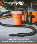 Low Profile Dust Separator Pro Grade For Your Shop Vacuums With High Flow 90 Degree Sweep Elbows And Connection Hose Fits Standard 5 Gallon Buckets Made In USA connected to a shop vacuum