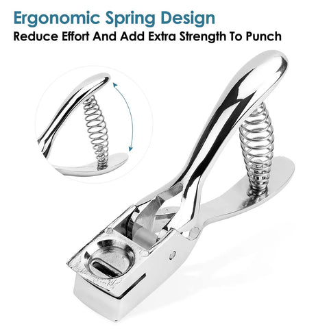 One Slot Badge Punch For ID Cards, Grab And Go Handy Metal Slot Puncher with ergonomic spring design and chrome finish