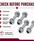 Tough As Nails Engine Mount Bolt Kit For Go Karts And Mini Bikes Four Piece Set with Grade Five Flange Bolts and Nylon Lock Nuts