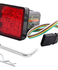 Trailer Hitch Cover With 12 LED Lights For Brake And Tail Light Functions, 12V Running And Brake Light, Fits 2x2 Inch Receiver