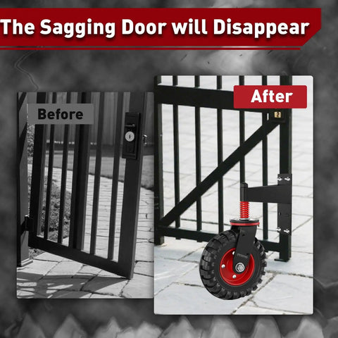 5 Inch Gate Wheels For Wooden Gates, 450 Lb Capacity, Heavy Duty Spring Loaded Fence Wheel With 360 Degree Swivel For Smooth Rolling installed