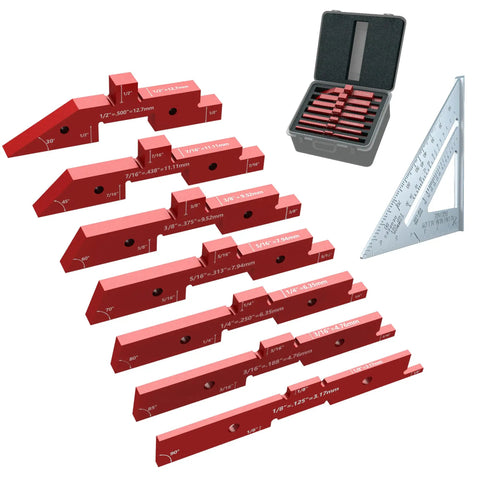 7 Piece Aluminum Router Table Setup Blocks Set With Pro Grade, Heavy Duty Precision Thickness Bars, laser scales visible