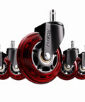 Office Chair Casters Set Of 5 3 Inch Rubber Wheels 11x22mm With Soft Polyurethane Shell Safe On All Floors Including Hardwood And Carpet Smooth Silent Rolling Red Replacement Caster Wheels, front view