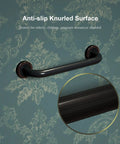 Two Pack 12 Inch Anti Slip Shower Grab Bars In Oil Rubbed Black Bronze With Knurled Safety Handrails, Concealed Mount On Wall