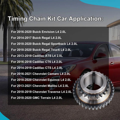 Timing Chain Kit With VVT Sprockets For 2013 2020 Cadillac ATS CTS Malibu Buick Regal Envision car compatibility list with sprocket