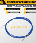 Two Pack 20Ft Marine Throttle Shift Remote Control Box Cable For Outboard Engine Boat Motors, blue cables shown