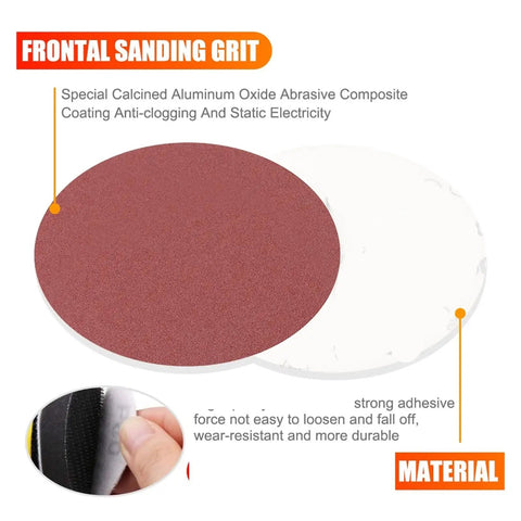 Heavy Duty 6 Inch Sanding Discs P180 Grit Aluminum Oxide Paper with strong self-adhesive backing for durable grinding.