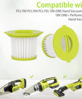 Replacement Filter For ONE Plus 18V Handheld Vacuum Models PCL700 PCL704 PCL705 4 Pack With High Efficiency Filtration Captures 99.7 Percent Of Dust Dirt Food Debris And Pet Dander Down To 0.3 Microns compatible filter