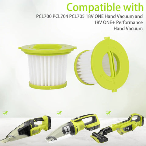 Replacement Filter For ONE Plus 18V Handheld Vacuum Models PCL700 PCL704 PCL705 4 Pack With High Efficiency Filtration Captures 99.7 Percent Of Dust Dirt Food Debris And Pet Dander Down To 0.3 Microns compatible filter