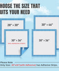 Selection of sizes for Heavy Duty 40 Count Bed Pads With Secure Adhesive Tabs, including 30x36 with adhesive strips.