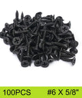 Premium Six By Five Eighths Inch Wood Screws 100 Pack Flat Head Phillips Self Tapping Drywall Fasteners Tough As Nails Carbon Steel Galvanized Finish For Furniture Projects And Backyard Builds, black screws.