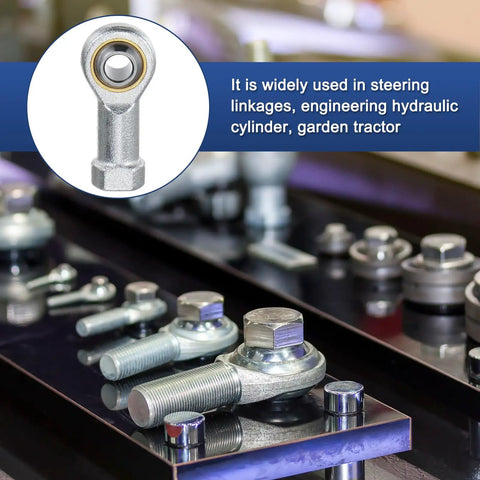 2 Pack PHSA4 Rod End Bearing Set, 1/4 Inch Bore, 1/4-28 Right Thread, Self Lubricating Female Thread Steel Joint Rod Ends With Jam Nuts, Heavy Duty Multipurpose Use For Forging Machines, Hydraulic Cylinders, CNC Equipment, And Automotive Linkages, shown on hydraulic linkage